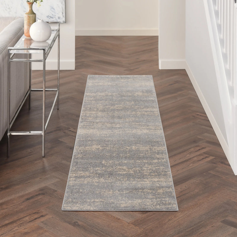 8' Gray And Beige Abstract Indoor Outdoor Runner Rug Homeroots Outdoor