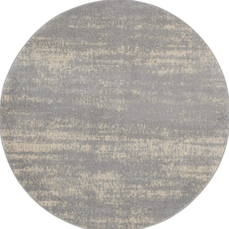 8' Gray And Beige Round Abstract Indoor Outdoor Area Rug Homeroots Outdoor