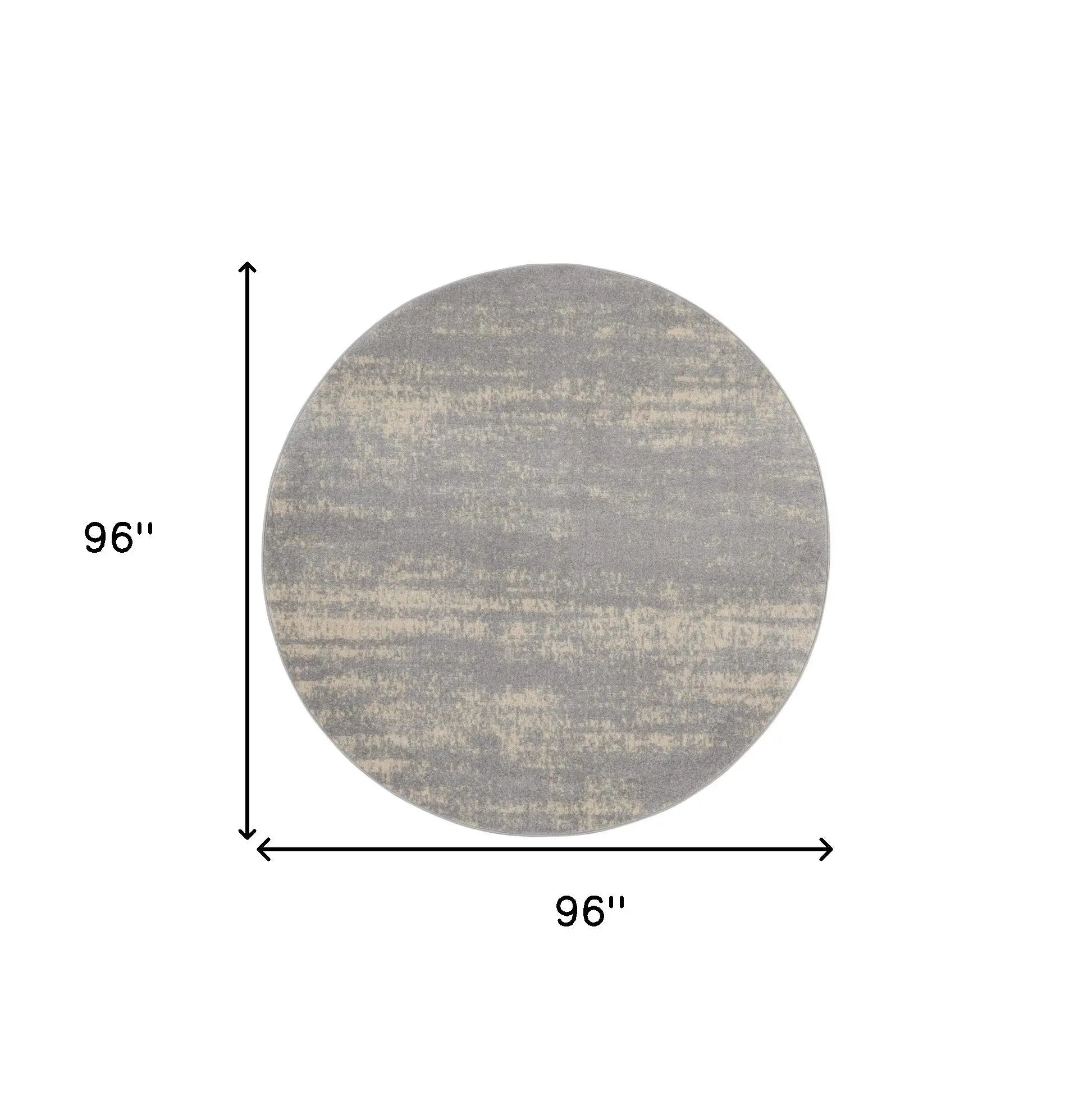 8' Gray And Beige Round Abstract Indoor Outdoor Area Rug Homeroots Outdoor