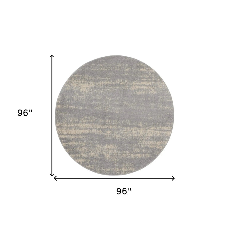 8' Gray And Beige Round Abstract Indoor Outdoor Area Rug Homeroots Outdoor