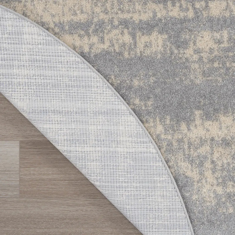 8' Gray And Beige Round Abstract Indoor Outdoor Area Rug Homeroots Outdoor