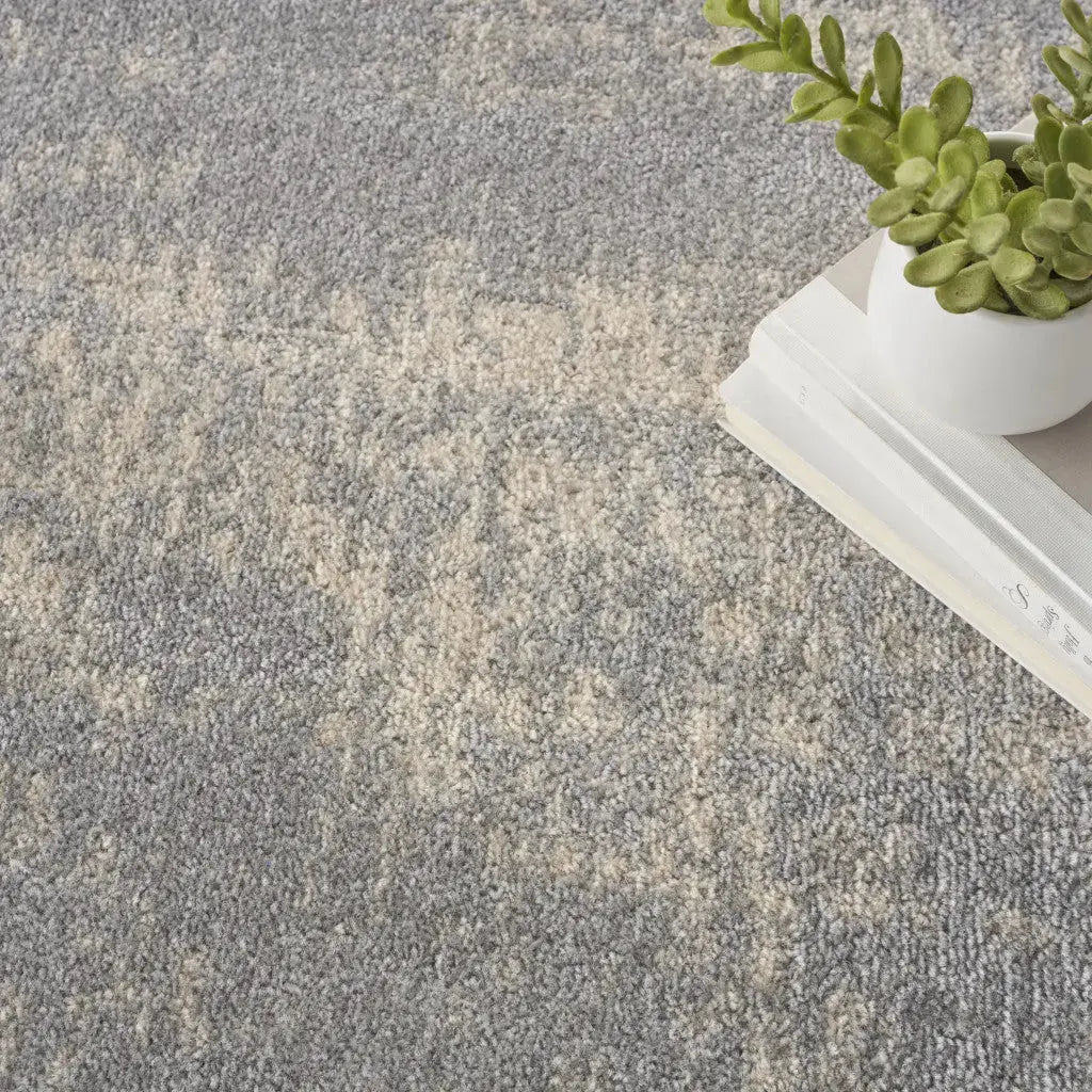 8' Gray And Beige Round Abstract Indoor Outdoor Area Rug Homeroots Outdoor