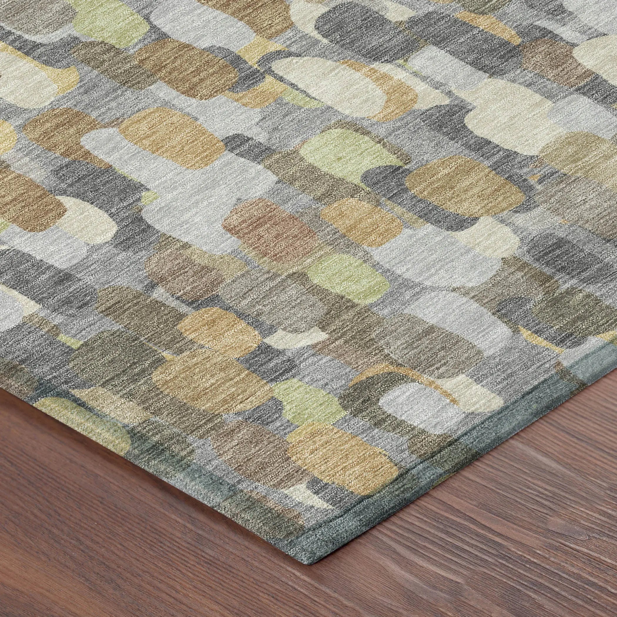8' Gray And Beige Round Abstract Washable Indoor Outdoor Area Rug Homeroots Outdoor