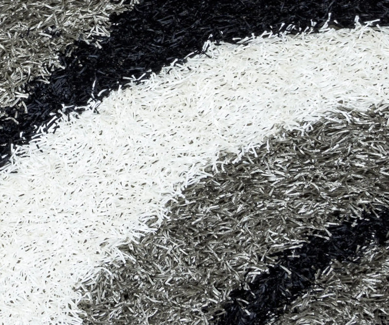 8' Gray And Black Abstract Shag Hand Tufted Round Rug Homeroots Home Decor
