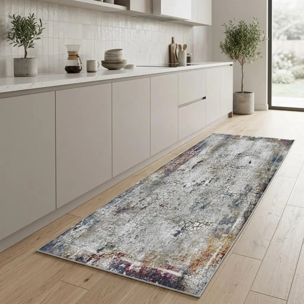 8' Gray And Blue Abstract Hand Carved Handmade Area Rug Homeroots Home Decor