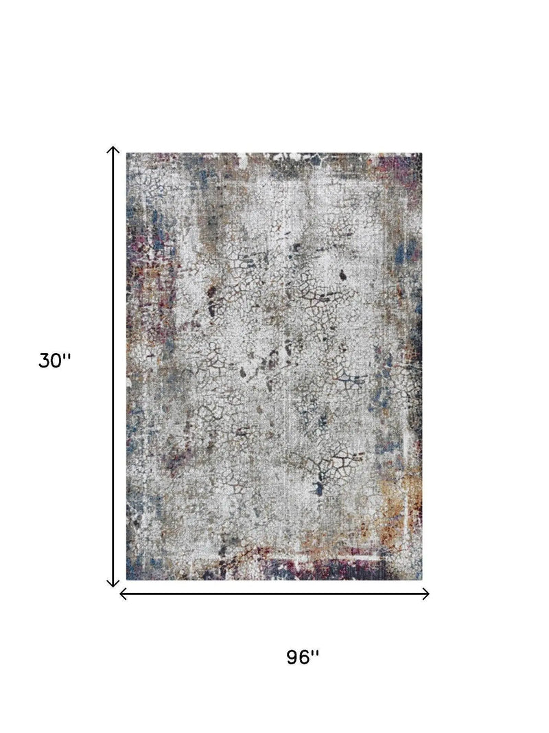 8' Gray And Blue Abstract Hand Carved Handmade Area Rug Homeroots Home Decor