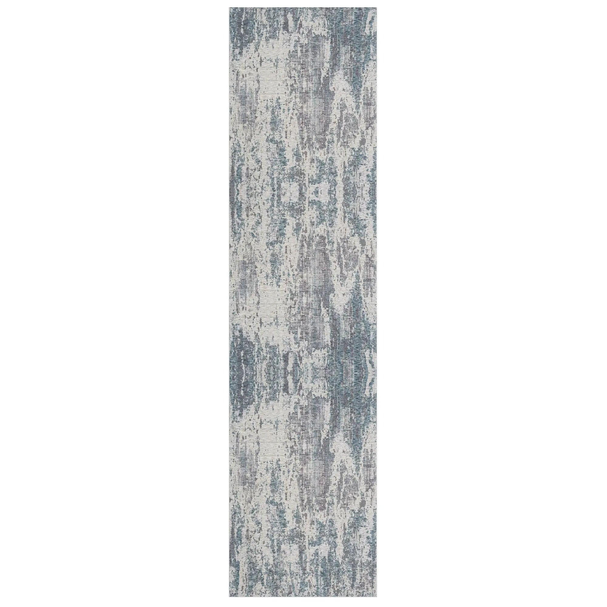 8' Gray And Blue Abstract Runner Rug Homeroots Home Decor