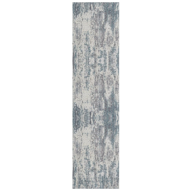 8' Gray And Blue Abstract Runner Rug Homeroots Home Decor