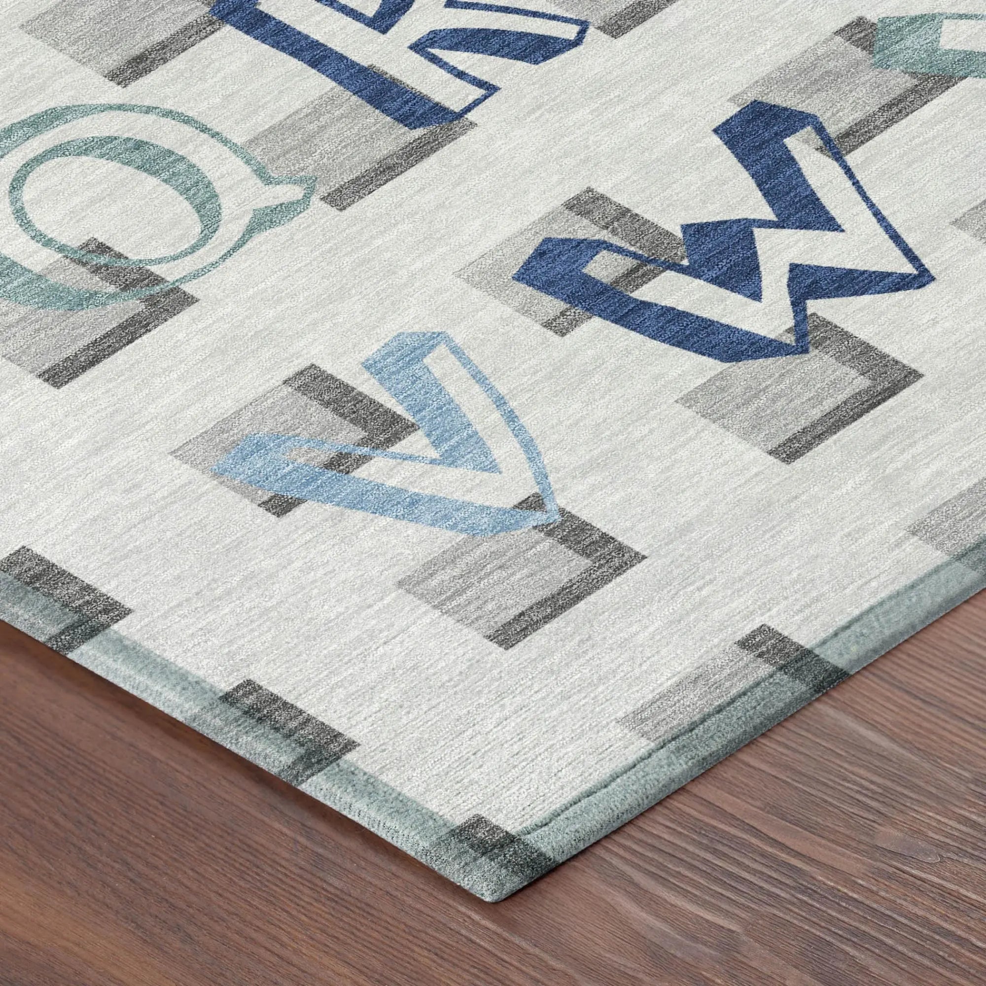 8' Gray And Blue Round Geometric Washable Indoor Outdoor Area Rug Homeroots Outdoor