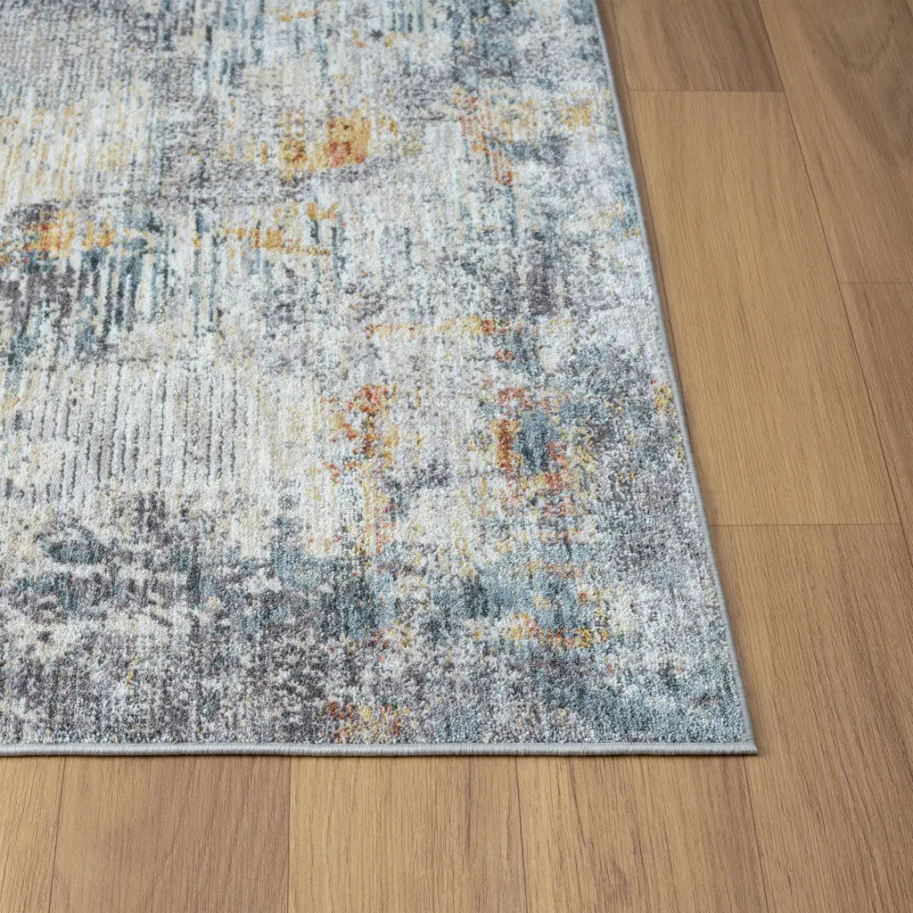 8' Gray And Brown Abstract Runner Rug Homeroots Home Decor