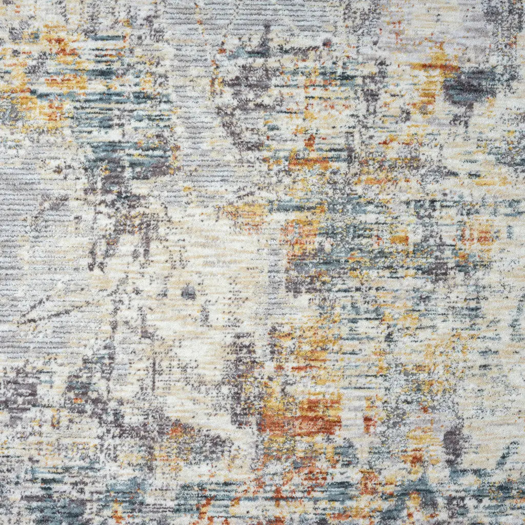 8' Gray And Brown Abstract Runner Rug Homeroots Home Decor
