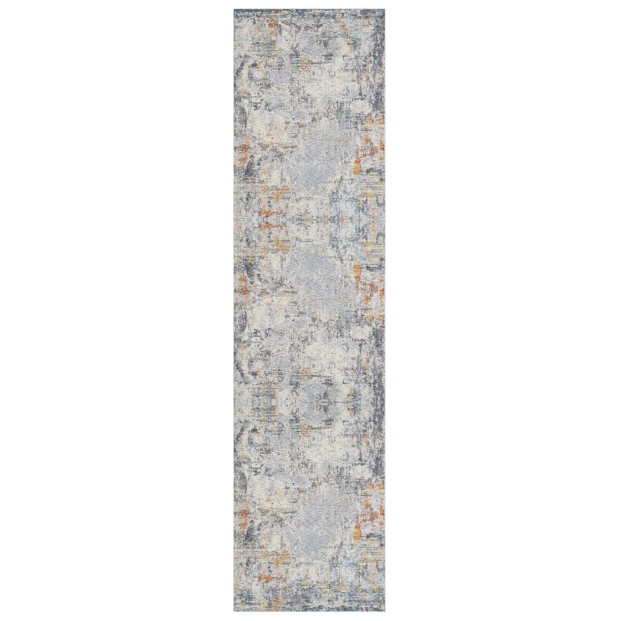 8' Gray And Brown Abstract Runner Rug Homeroots Home Decor