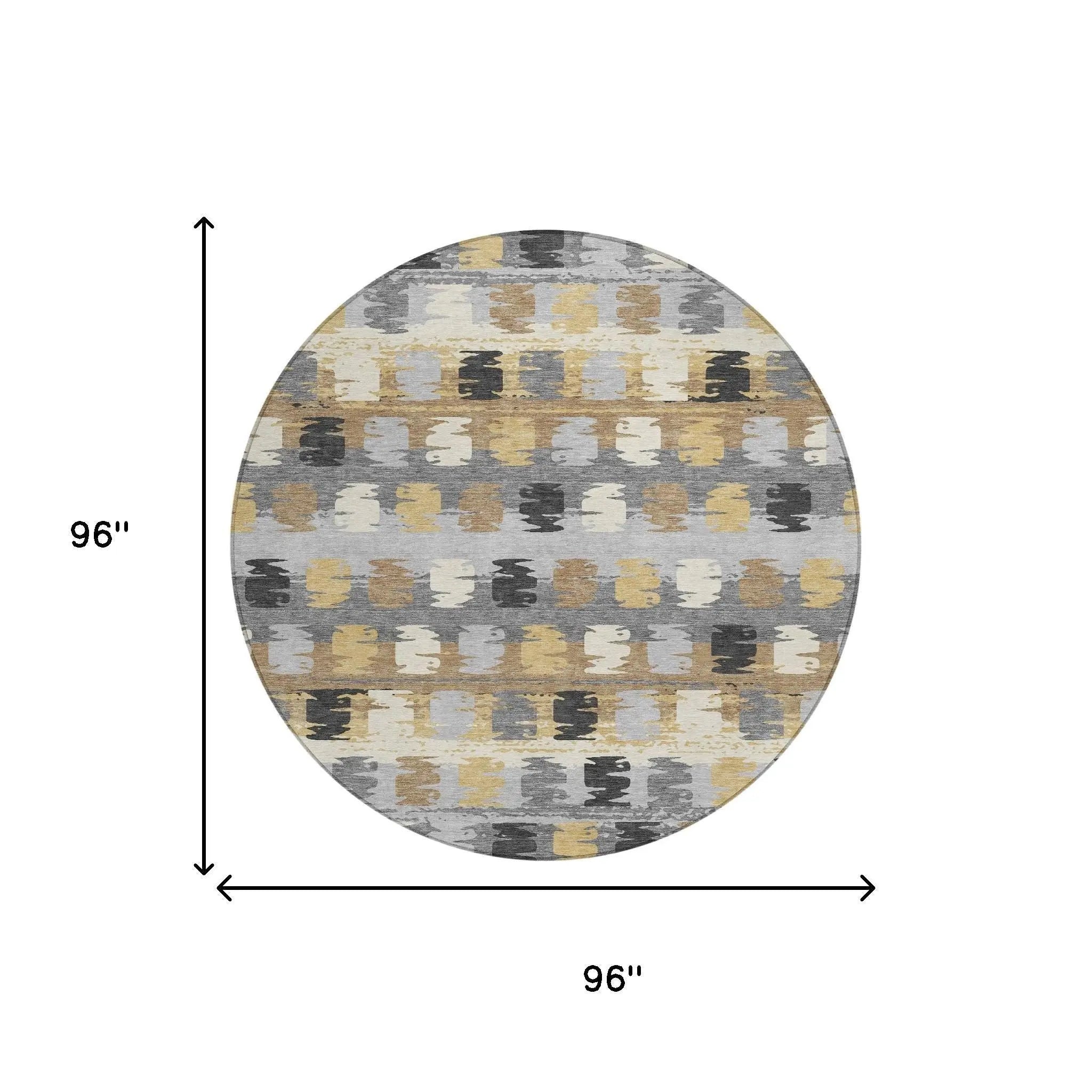 8' Gray And Brown Round Abstract Washable Indoor Outdoor Area Rug Homeroots Outdoor