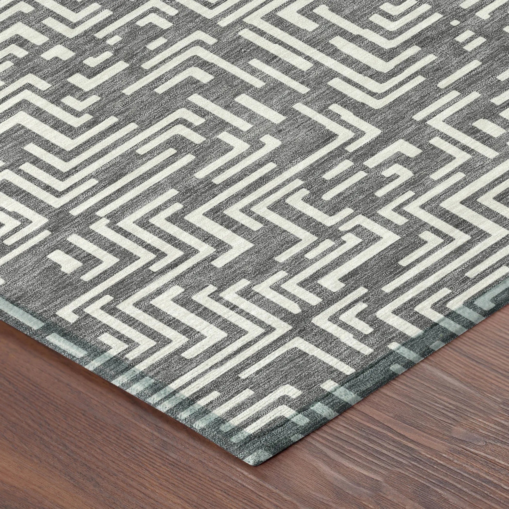 8' Gray And Brown Round Geometric Washable Indoor Outdoor Area Rug Homeroots Outdoor