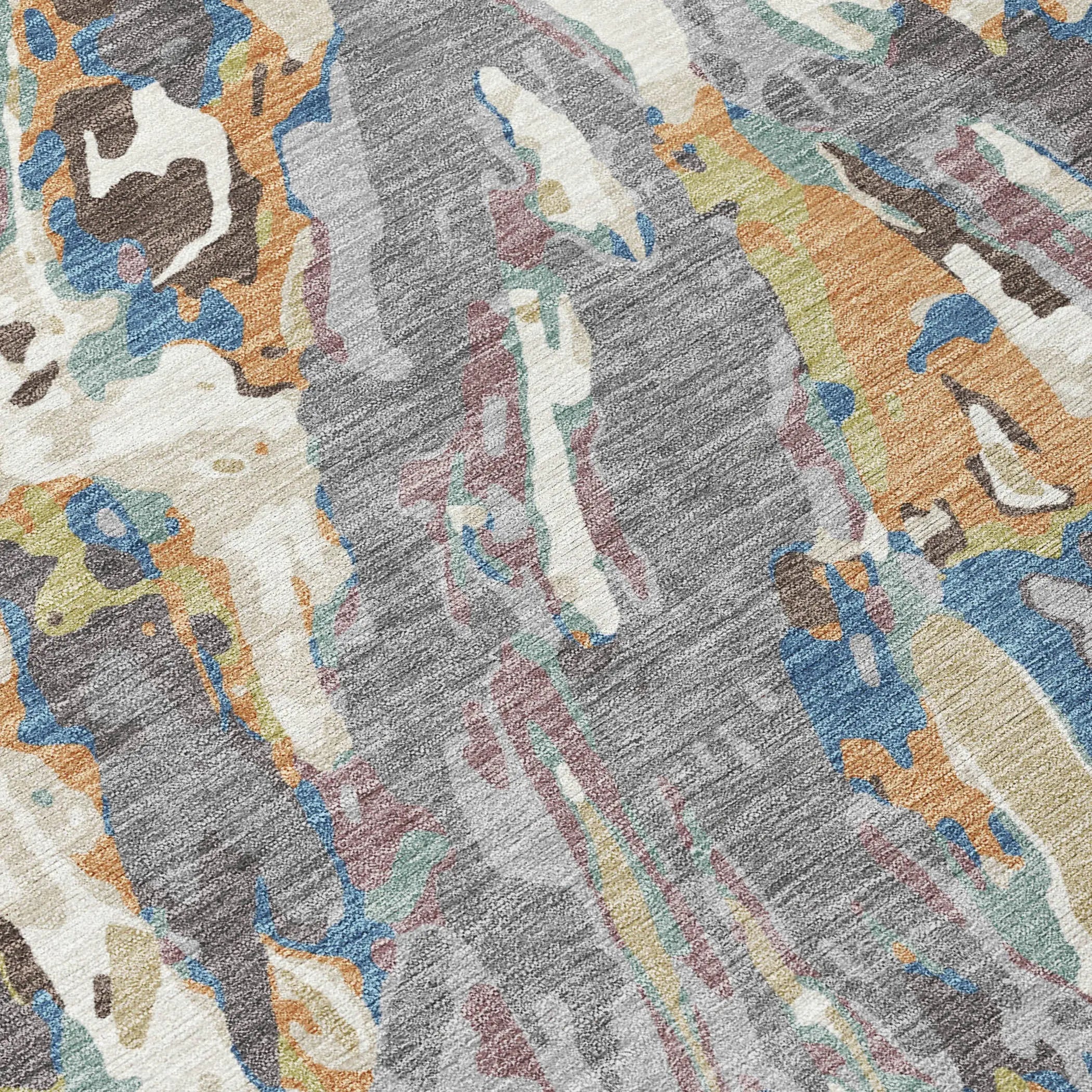 8' Gray And Copper Round Abstract Washable Indoor Outdoor Area Rug Homeroots Outdoor