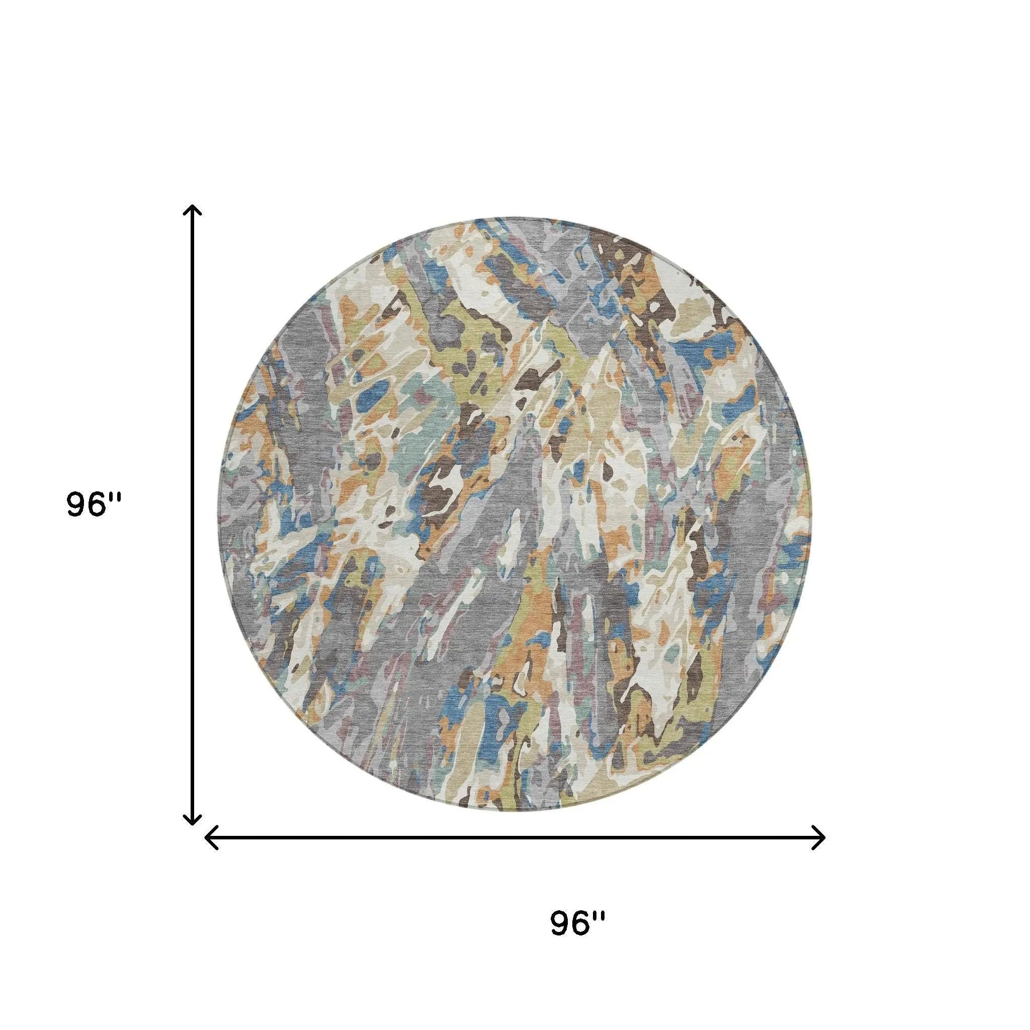 8' Gray And Copper Round Abstract Washable Indoor Outdoor Area Rug Homeroots Outdoor
