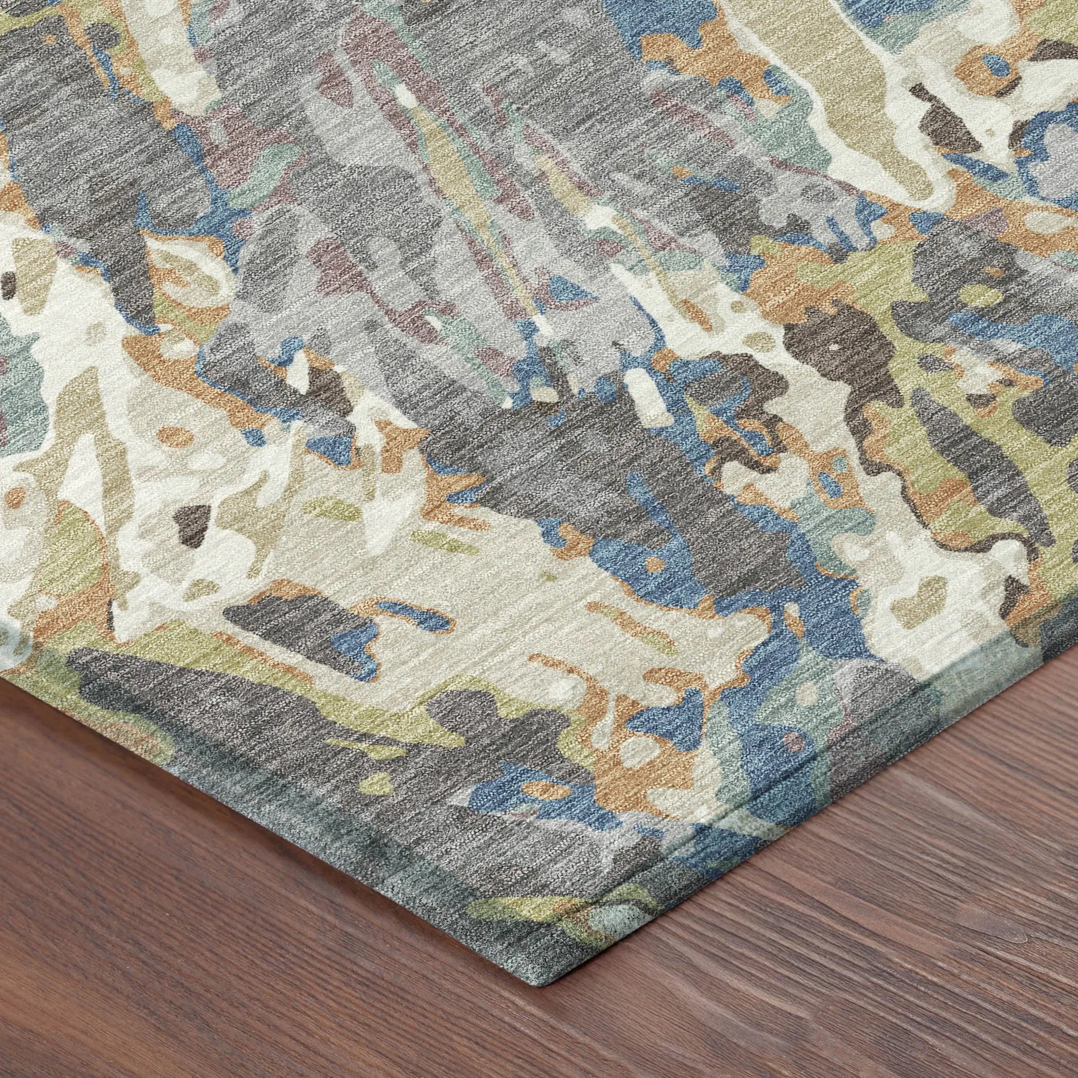 8' Gray And Copper Round Abstract Washable Indoor Outdoor Area Rug Homeroots Outdoor