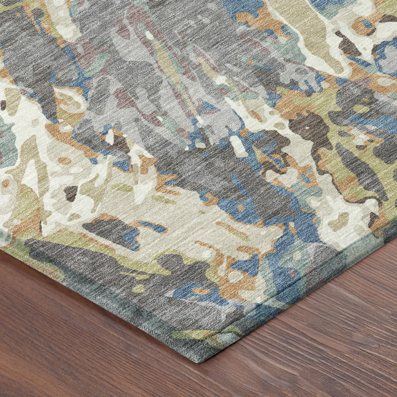 8' Gray And Copper Round Abstract Washable Indoor Outdoor Area Rug Homeroots Outdoor