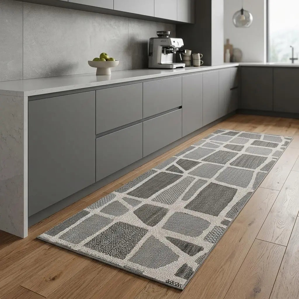 8' Gray And Cream Abstract Area Rug Homeroots Home Decor