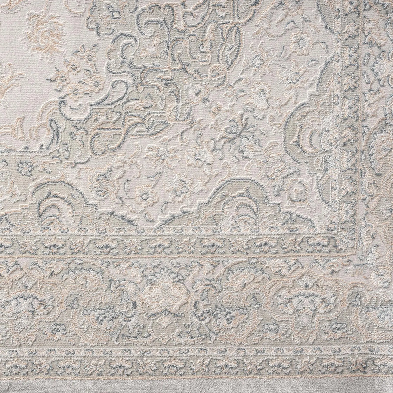 8' Gray And Cream Medallion Runner Rug Homeroots Home Decor