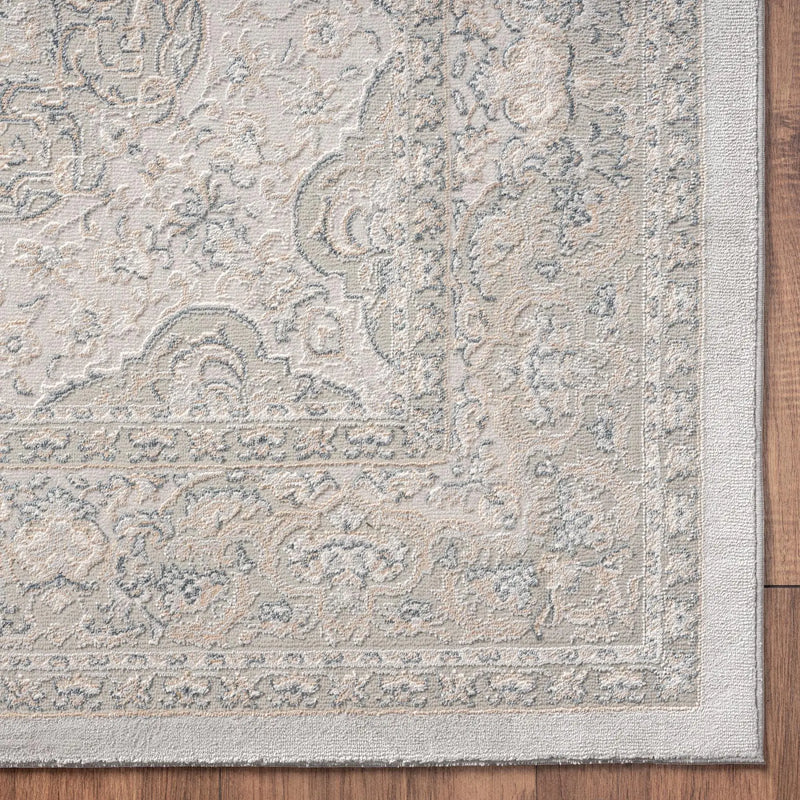 8' Gray And Cream Medallion Runner Rug Homeroots Home Decor
