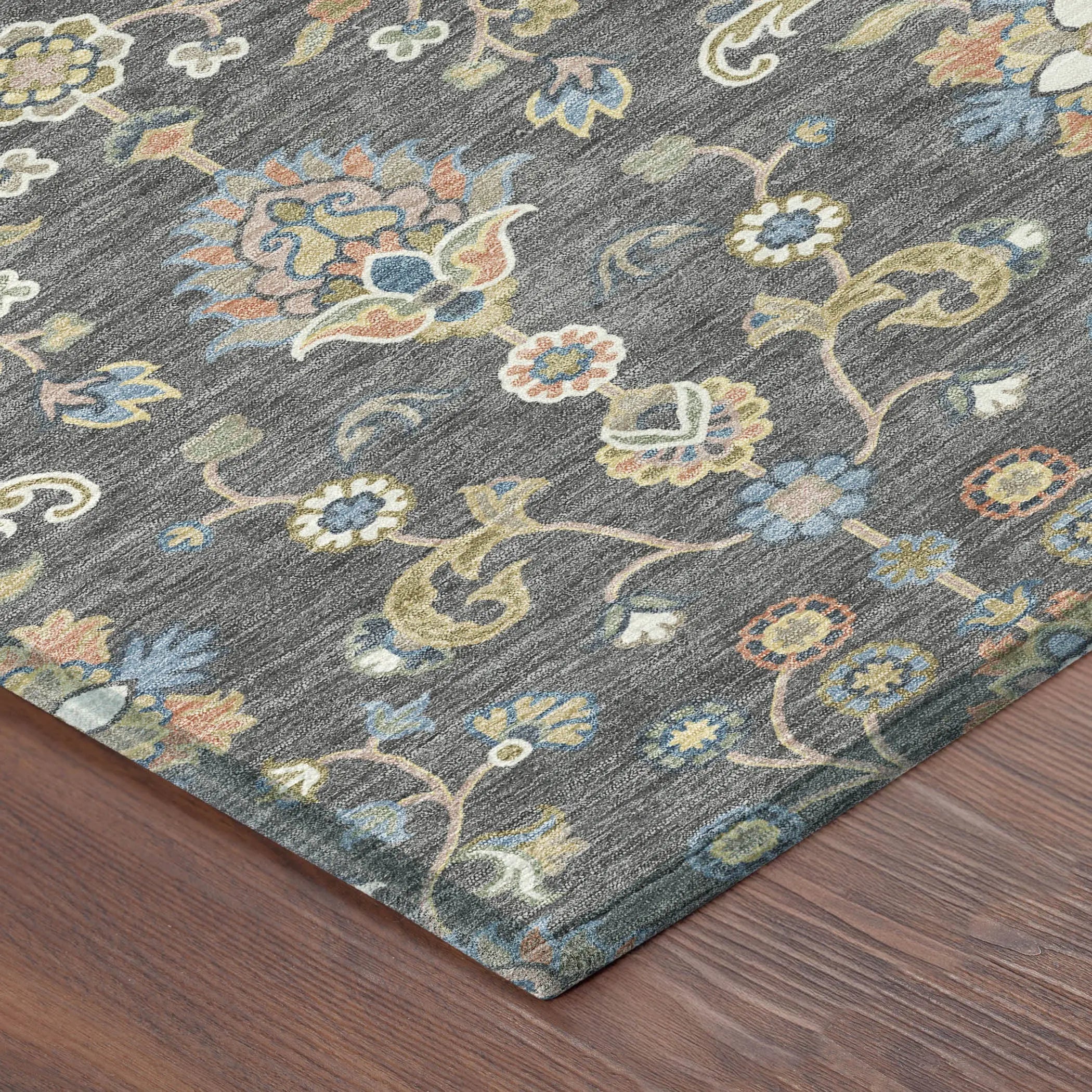 8' Gray And Denim Blue Round Abstract Washable Indoor Outdoor Area Rug Homeroots Outdoor