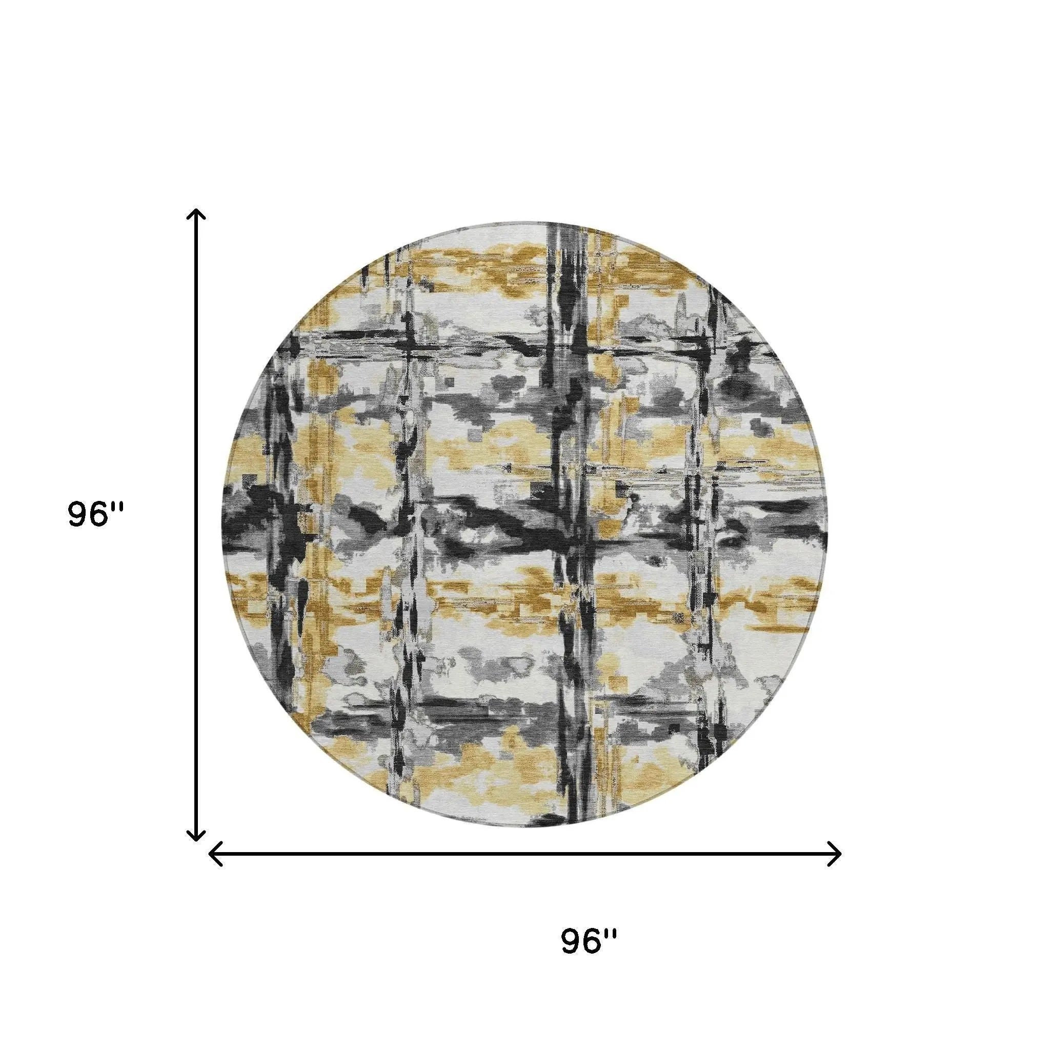 8' Gray And Granite Gray Round Abstract Washable Indoor Outdoor Area Rug Homeroots Outdoor