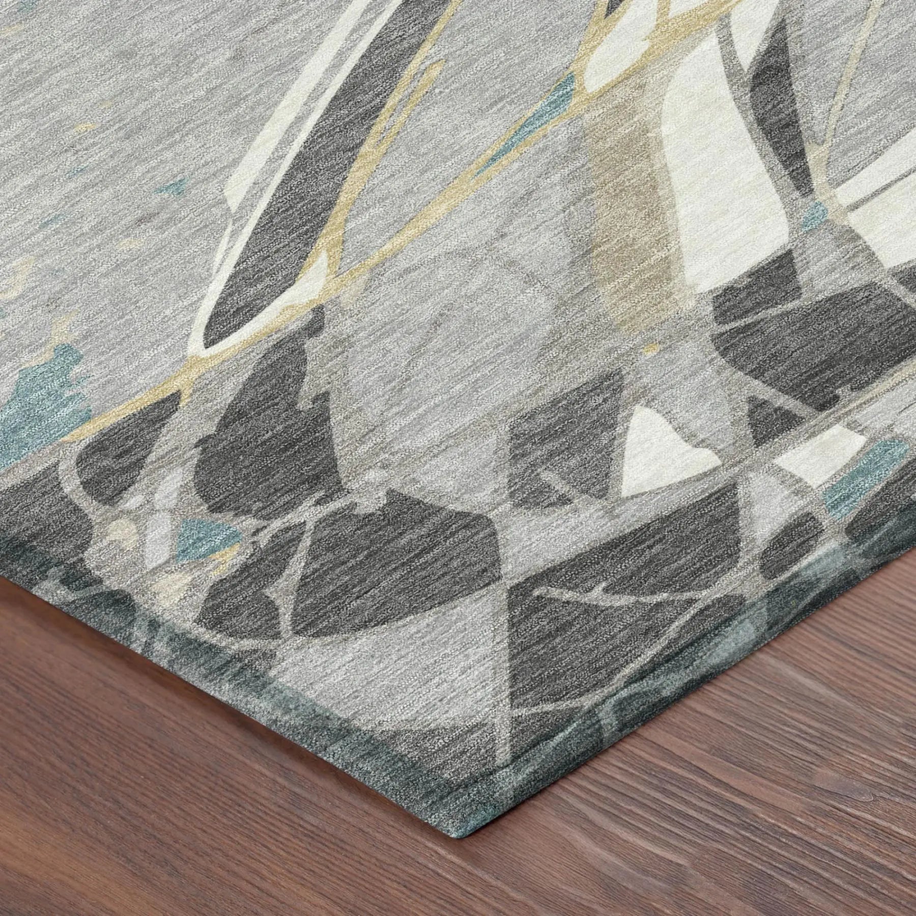 8' Gray And Graphite Round Abstract Washable Indoor Outdoor Area Rug Homeroots Outdoor