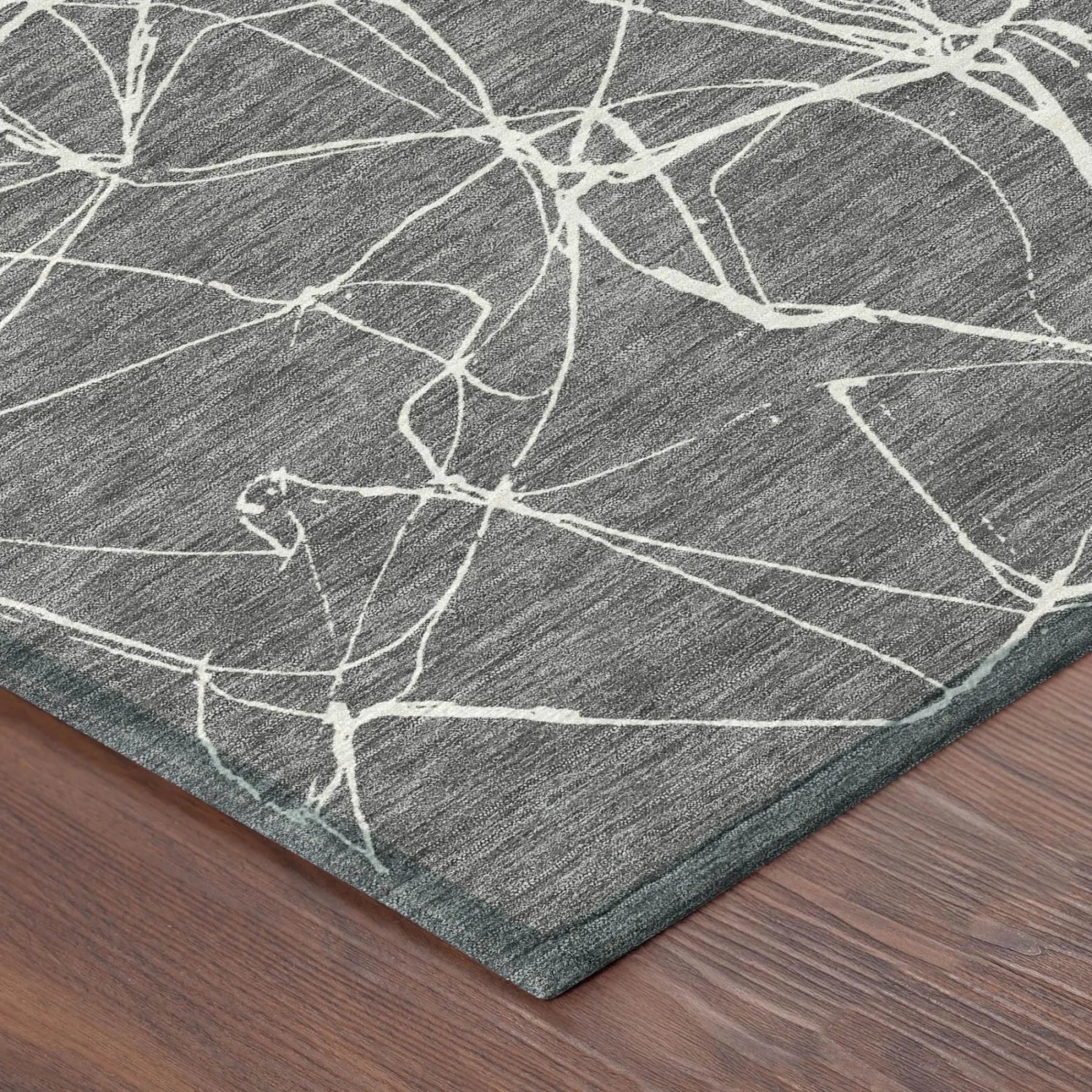 8' Gray And Graphite Round Abstract Washable Indoor Outdoor Area Rug Homeroots Outdoor
