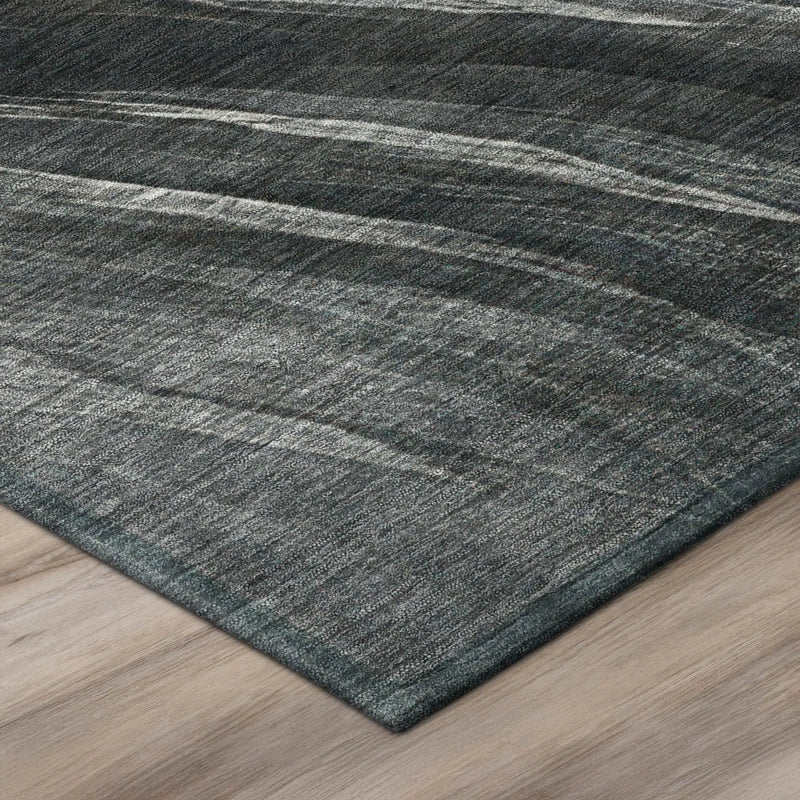 8' Gray And Graphite Round Abstract Washable Indoor Outdoor Area Rug Homeroots Outdoor