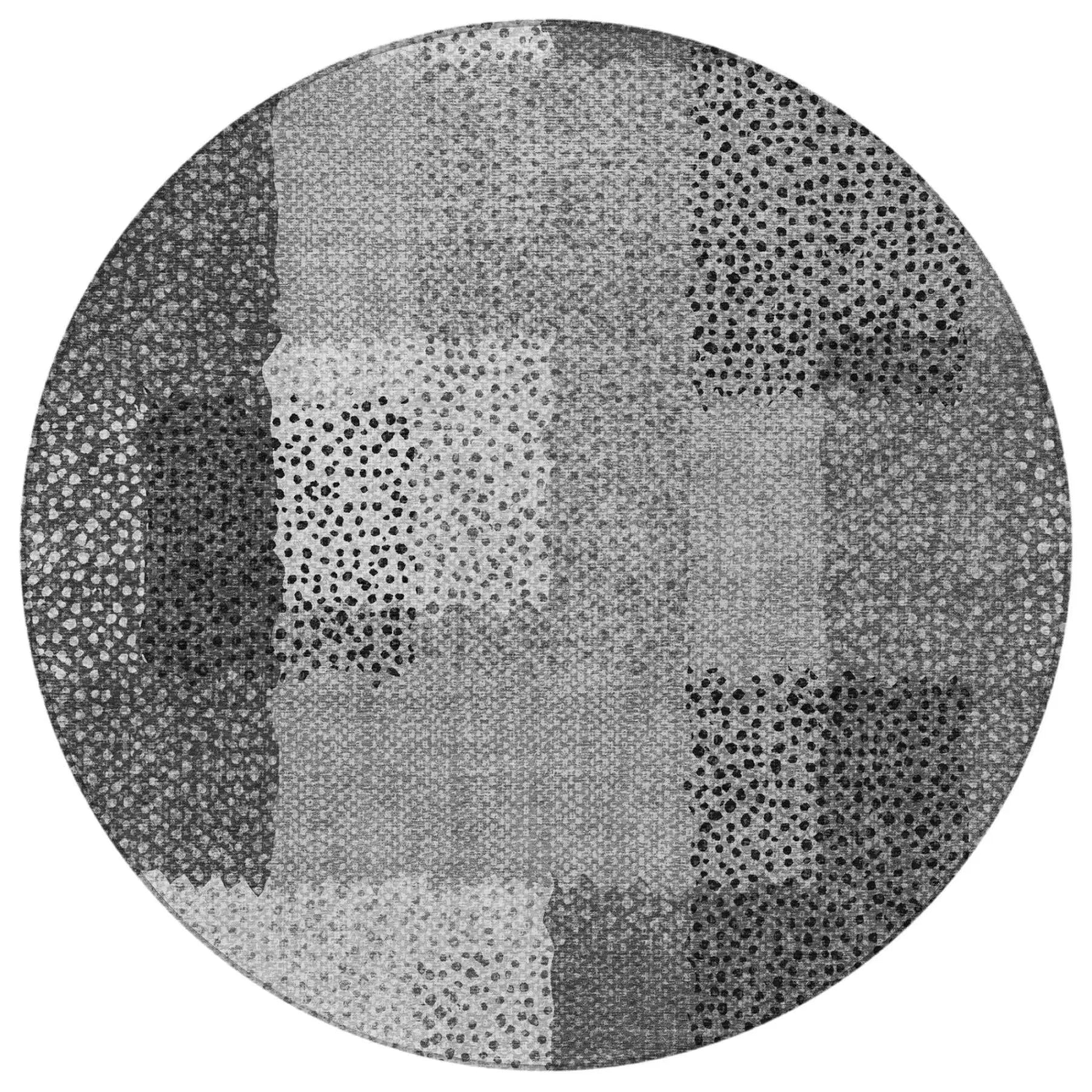 8' Gray And Graphite Round Abstract Washable Indoor Outdoor Area Rug Homeroots Outdoor