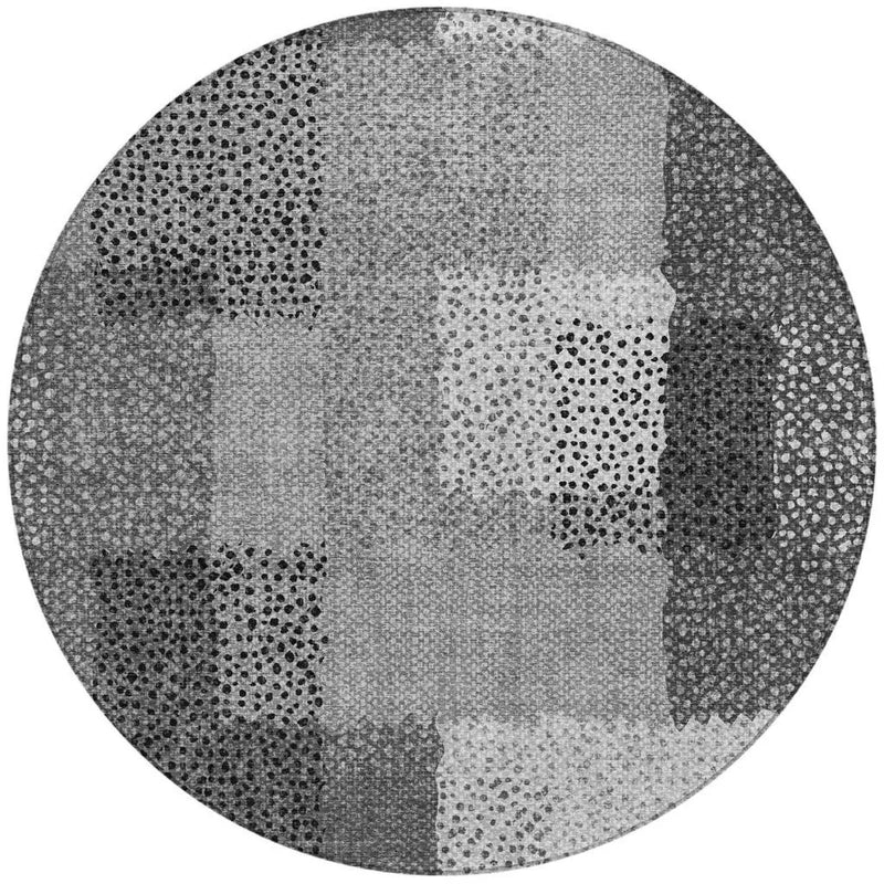 8' Gray And Graphite Round Abstract Washable Indoor Outdoor Area Rug Homeroots Outdoor
