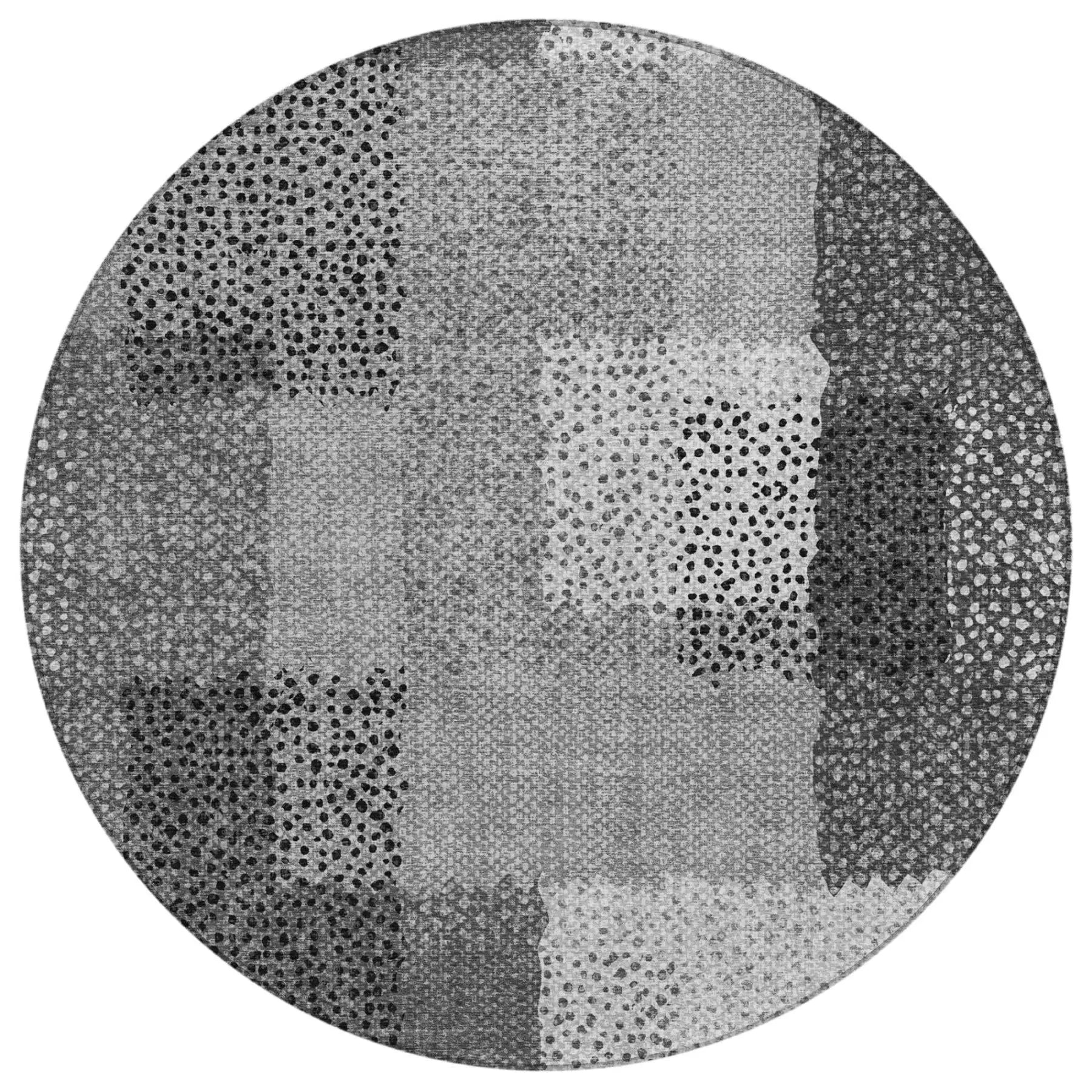 8' Gray And Graphite Round Abstract Washable Indoor Outdoor Area Rug Homeroots Outdoor