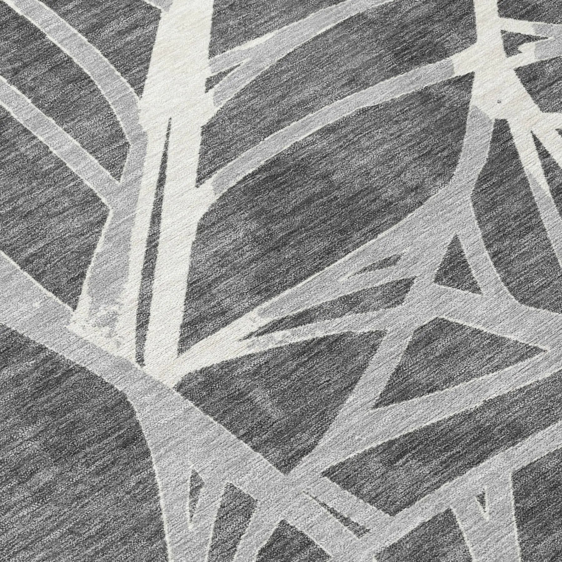 8' Gray And Graphite Round Floral Washable Indoor Outdoor Area Rug Homeroots Outdoor