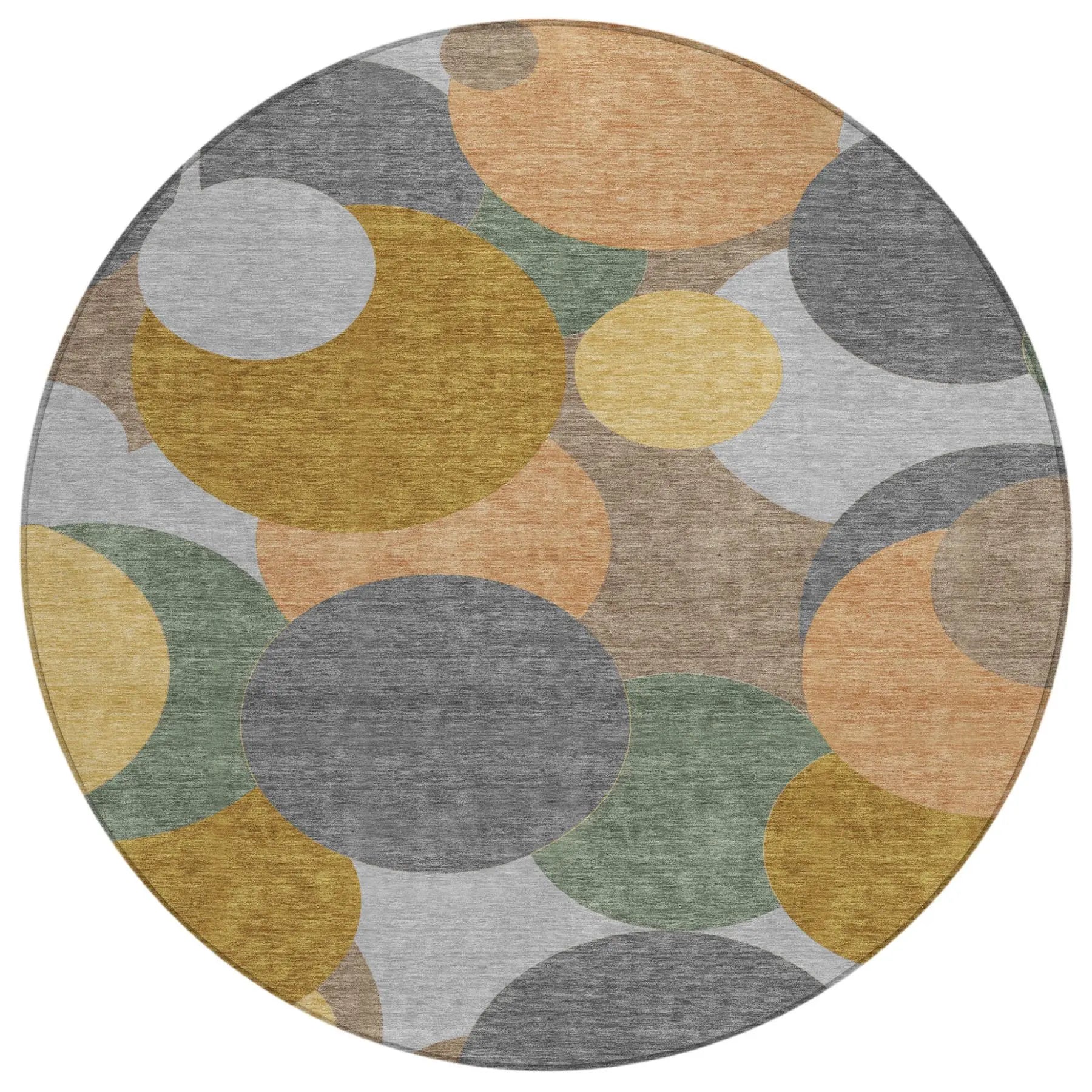 8' Gray And Graphite Round Geometric Washable Indoor Outdoor Area Rug Homeroots Outdoor