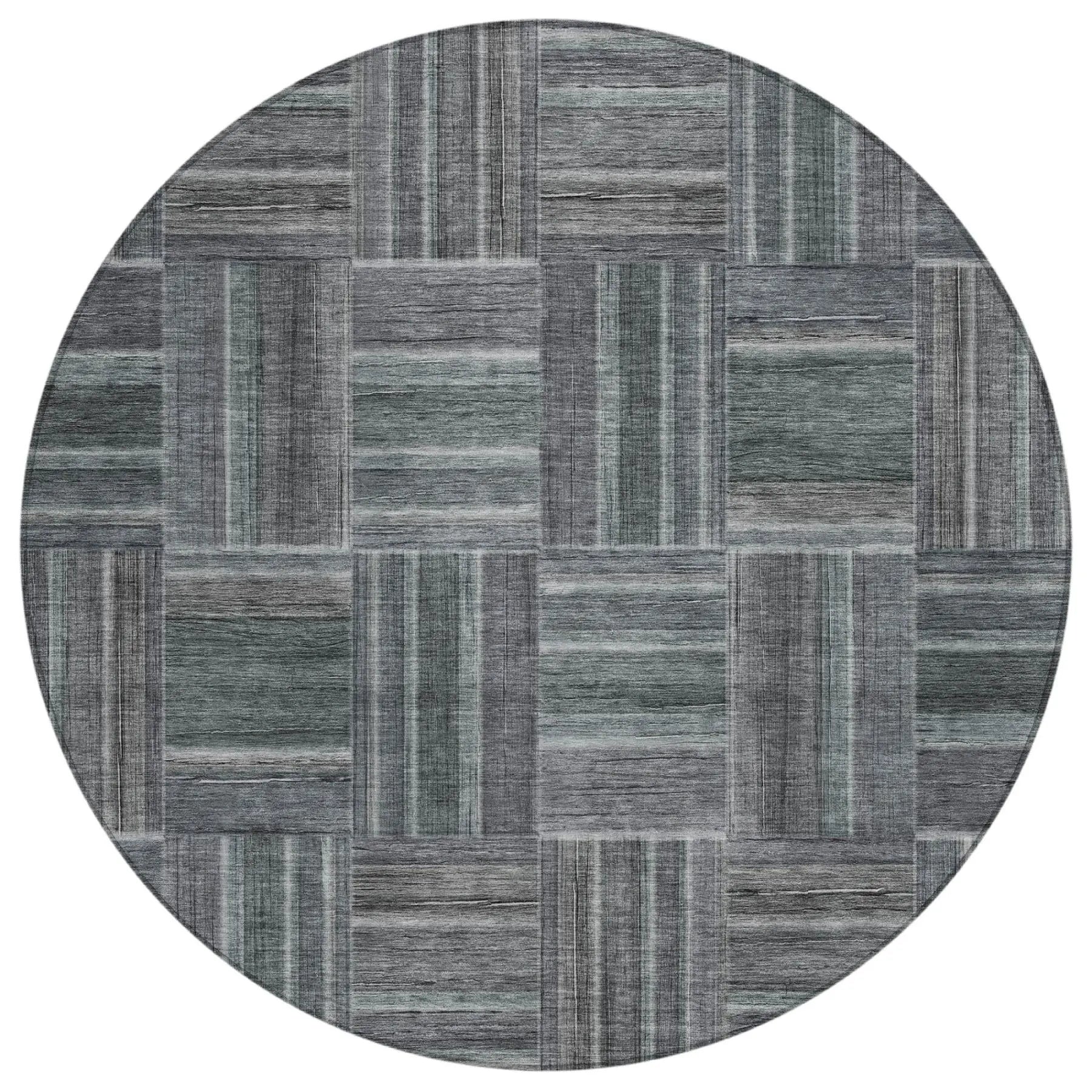 8' Gray And Graphite Round Geometric Washable Indoor Outdoor Area Rug Homeroots Outdoor