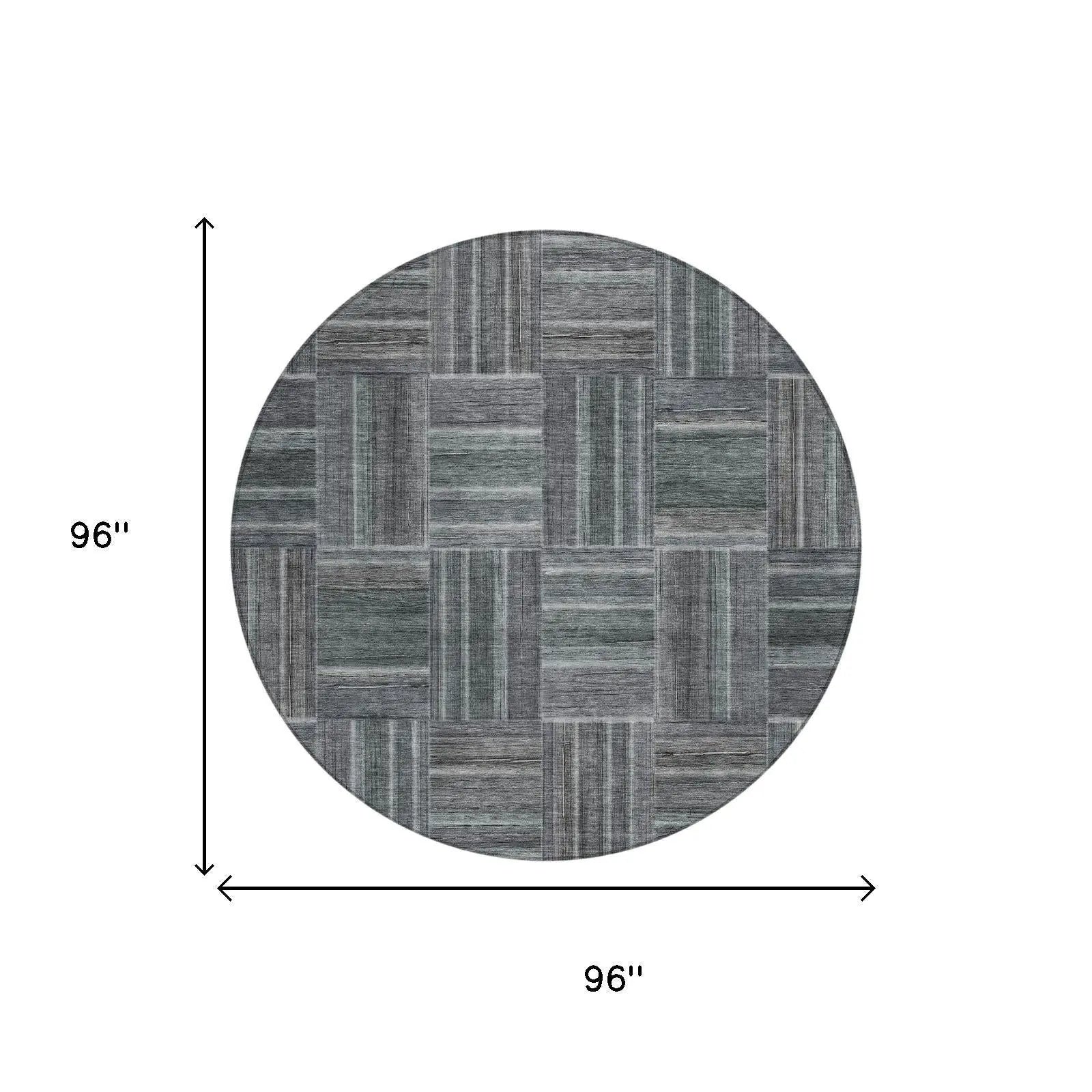 8' Gray And Graphite Round Geometric Washable Indoor Outdoor Area Rug Homeroots Outdoor
