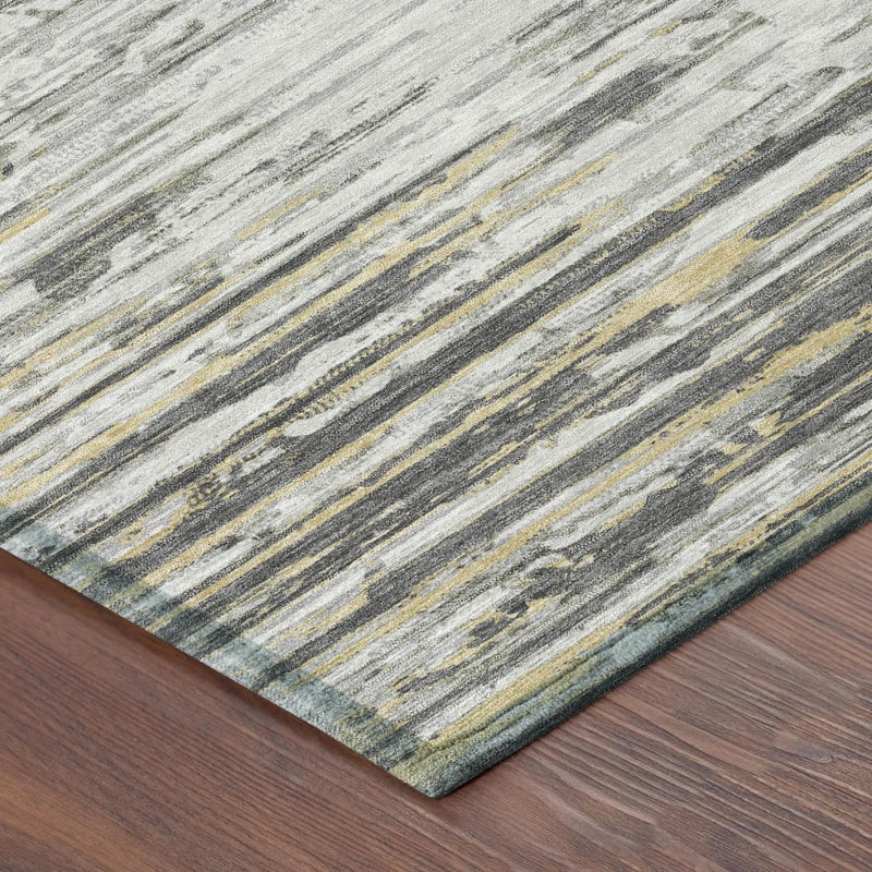 8' Gray And Ivory Round Abstract Washable Indoor Outdoor Area Rug Homeroots Outdoor