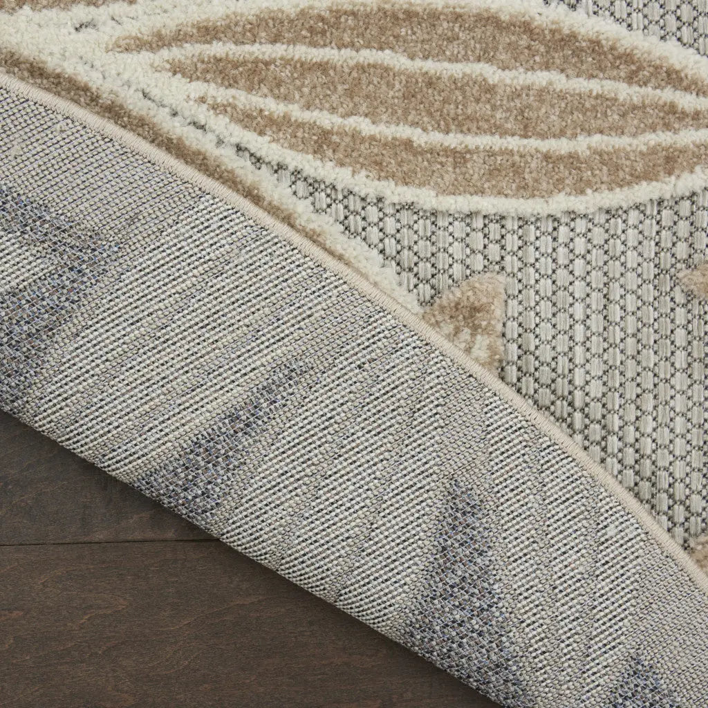 8' Gray And Ivory Round Floral Indoor Outdoor Area Rug Homeroots Outdoor
