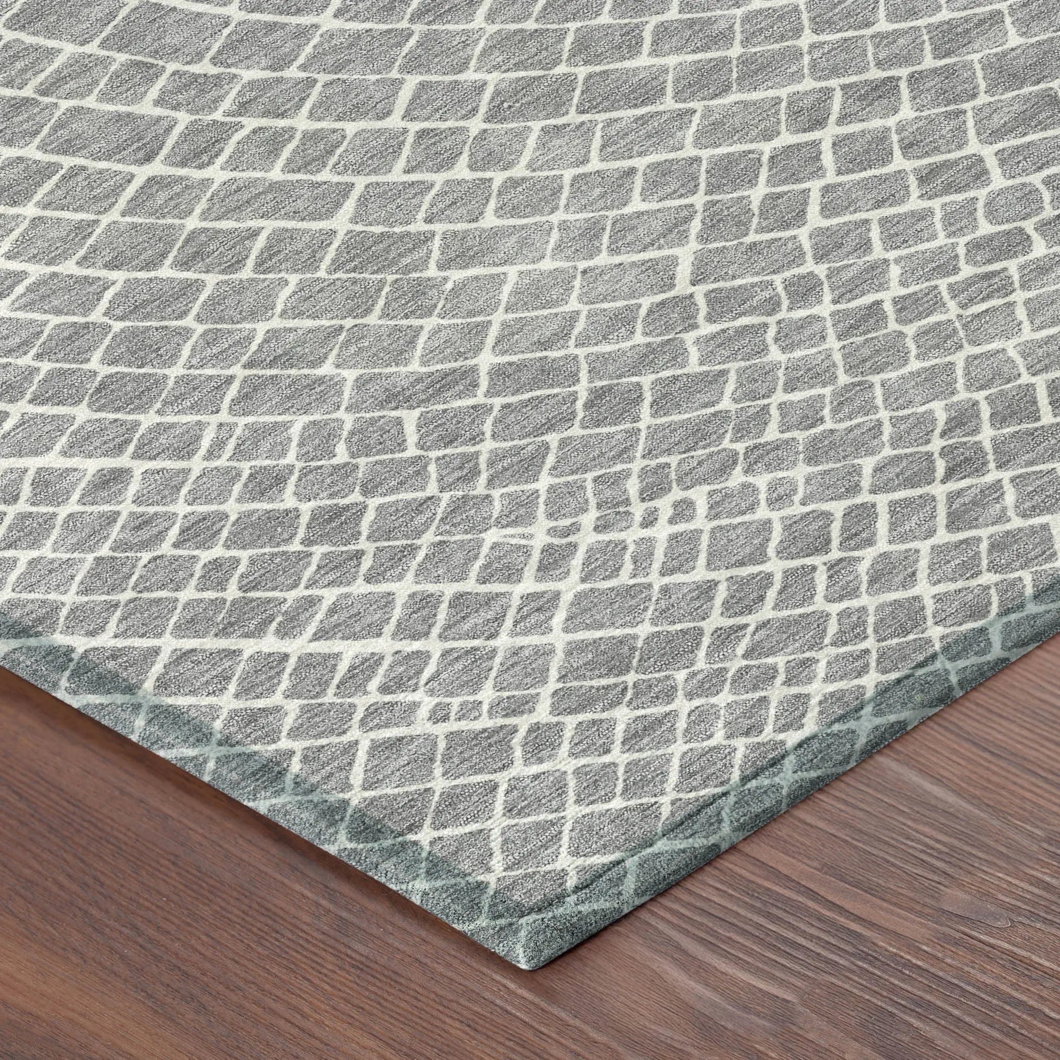 8' Gray And Ivory Round Geometric Washable Indoor Outdoor Area Rug Homeroots Outdoor