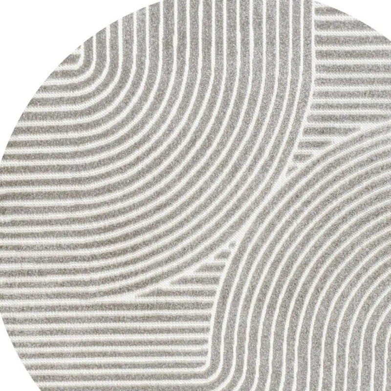 8' Gray And Ivory Round Striped Indoor Outdoor Area Rug Homeroots Outdoor