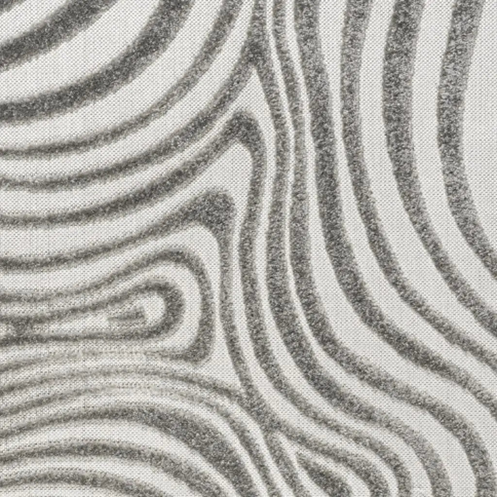 8' Gray And Ivory Square Abstract Indoor Outdoor Area Rug Homeroots Outdoor