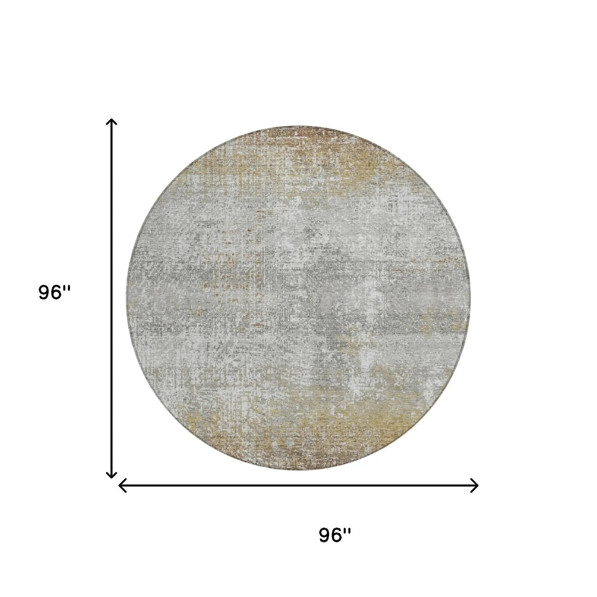 8' Gray And Khaki Round Abstract Washable Indoor Outdoor Area Rug Homeroots Outdoor