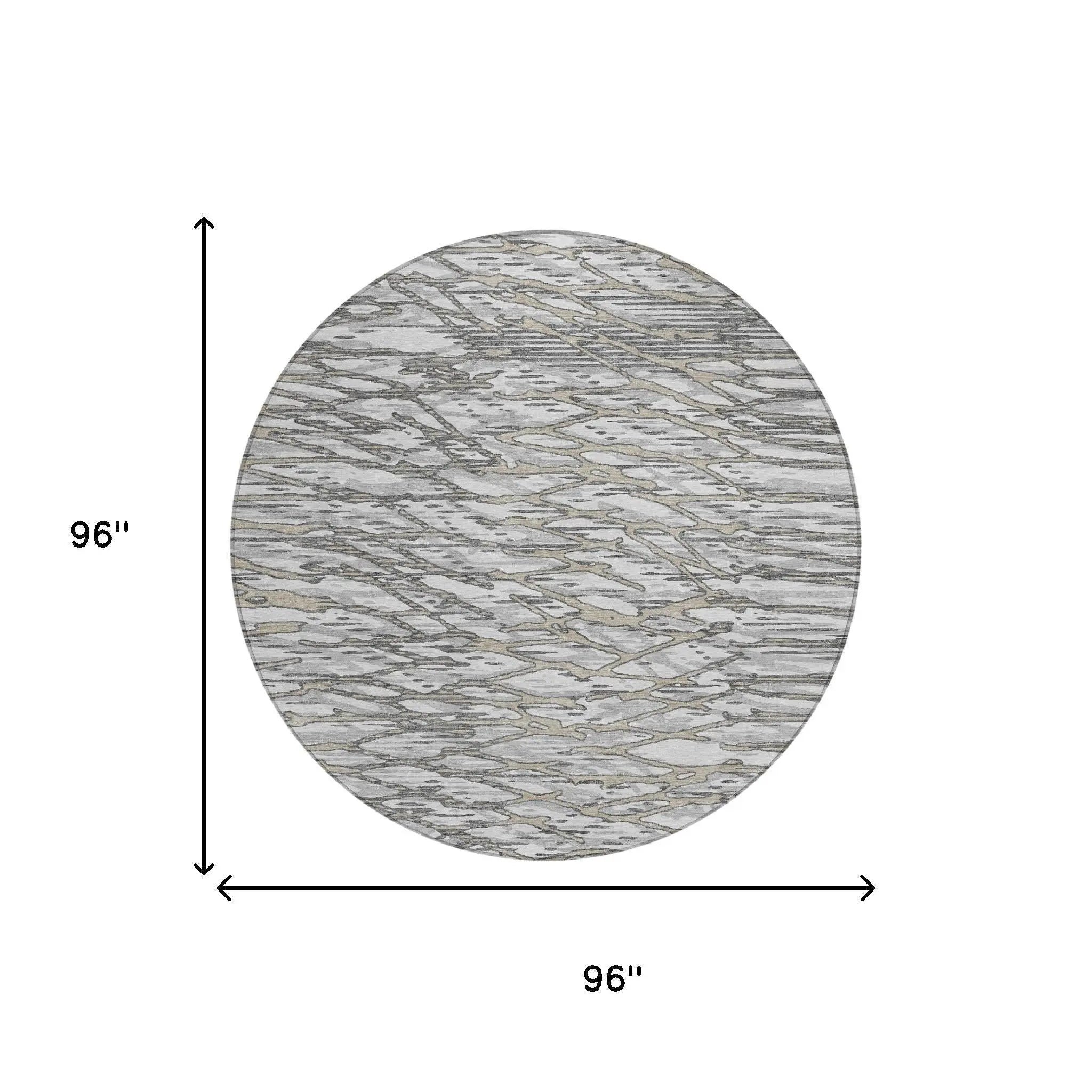 8' Gray And Pewter Round Abstract Washable Indoor Outdoor Area Rug Homeroots Outdoor