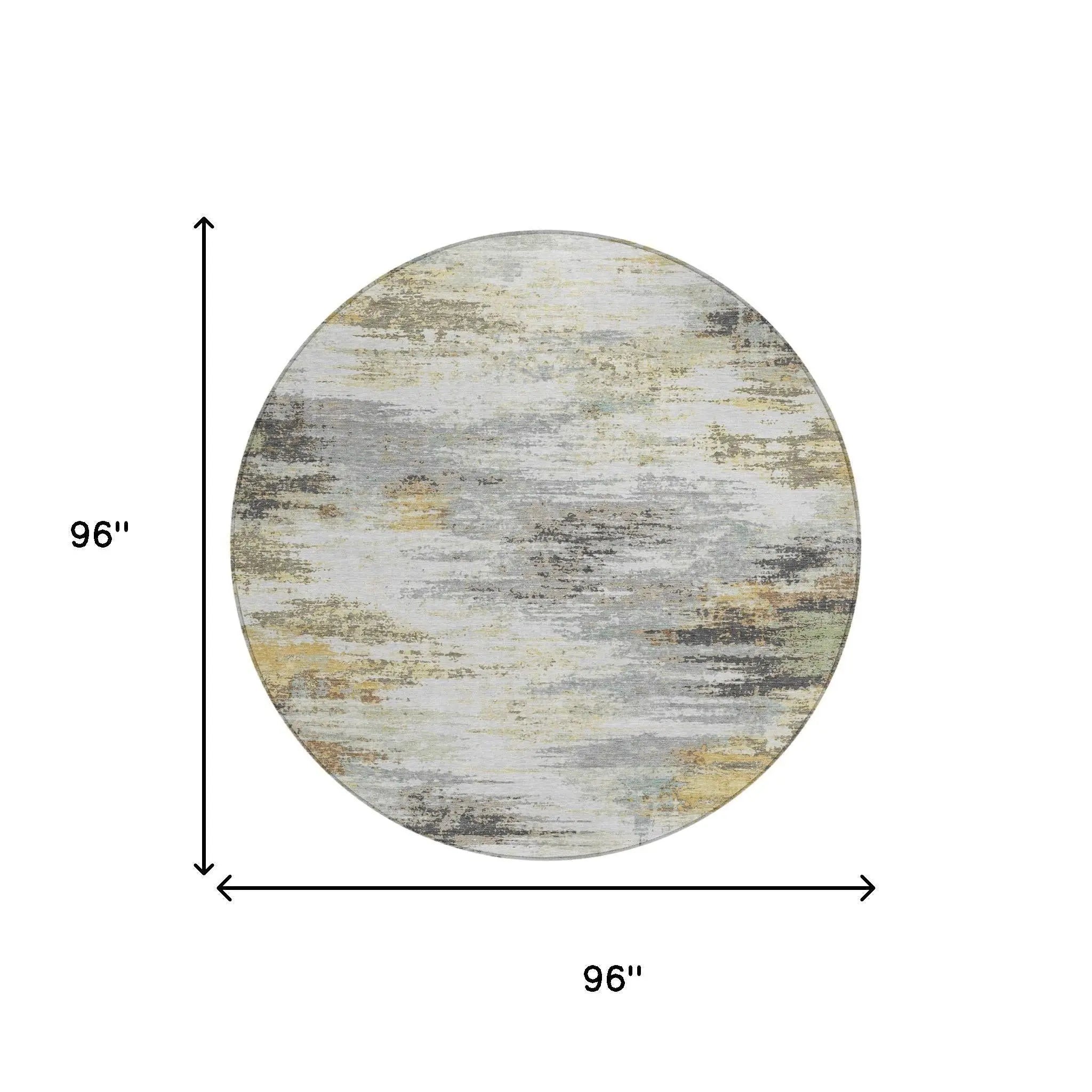 8' Gray And Silver Round Abstract Washable Indoor Outdoor Area Rug Homeroots Outdoor