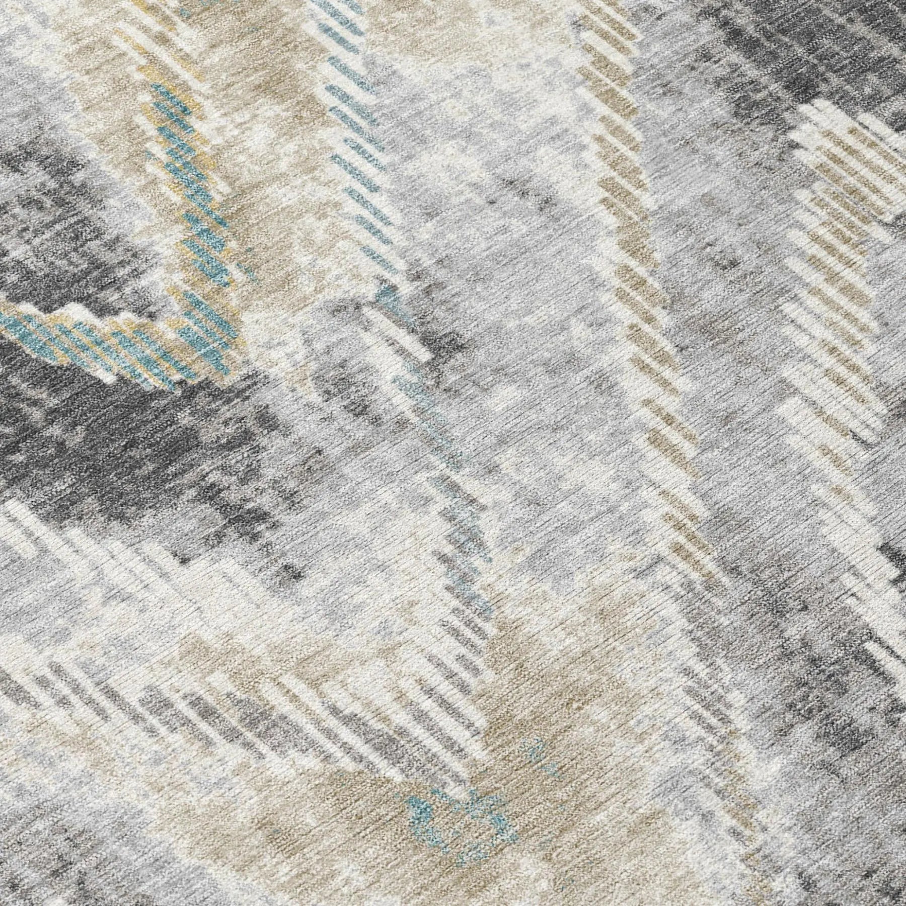 8' Gray And Silver Round Abstract Washable Indoor Outdoor Area Rug Homeroots Outdoor