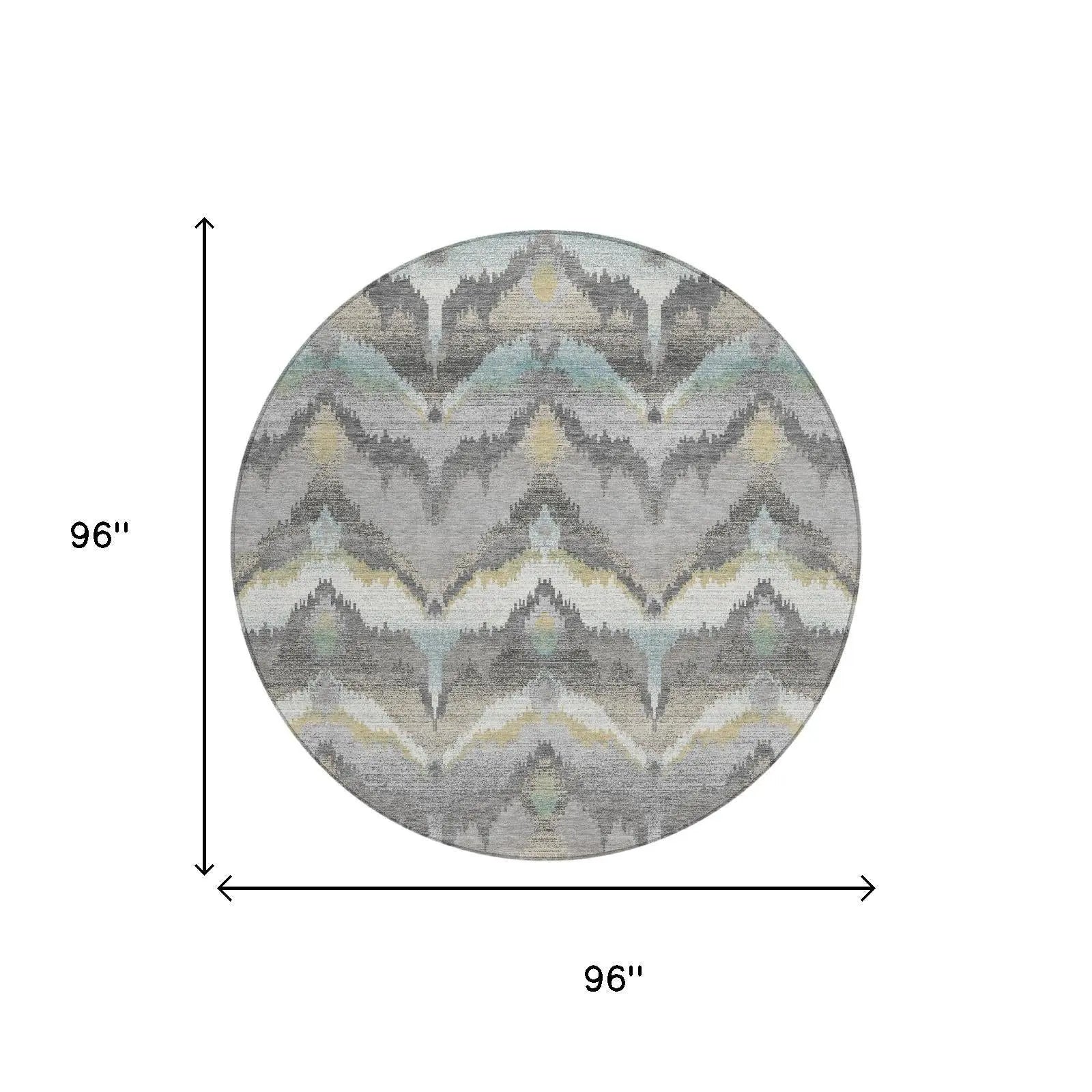 8' Gray And Silver Round Abstract Washable Indoor Outdoor Area Rug Homeroots Outdoor
