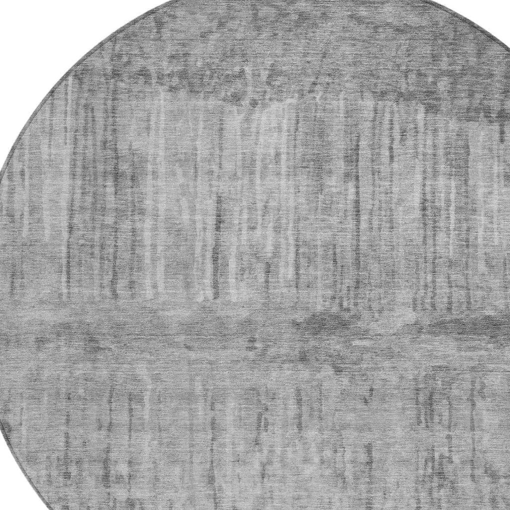 8' Gray And Silver Round Abstract Washable Indoor Outdoor Area Rug Homeroots Outdoor