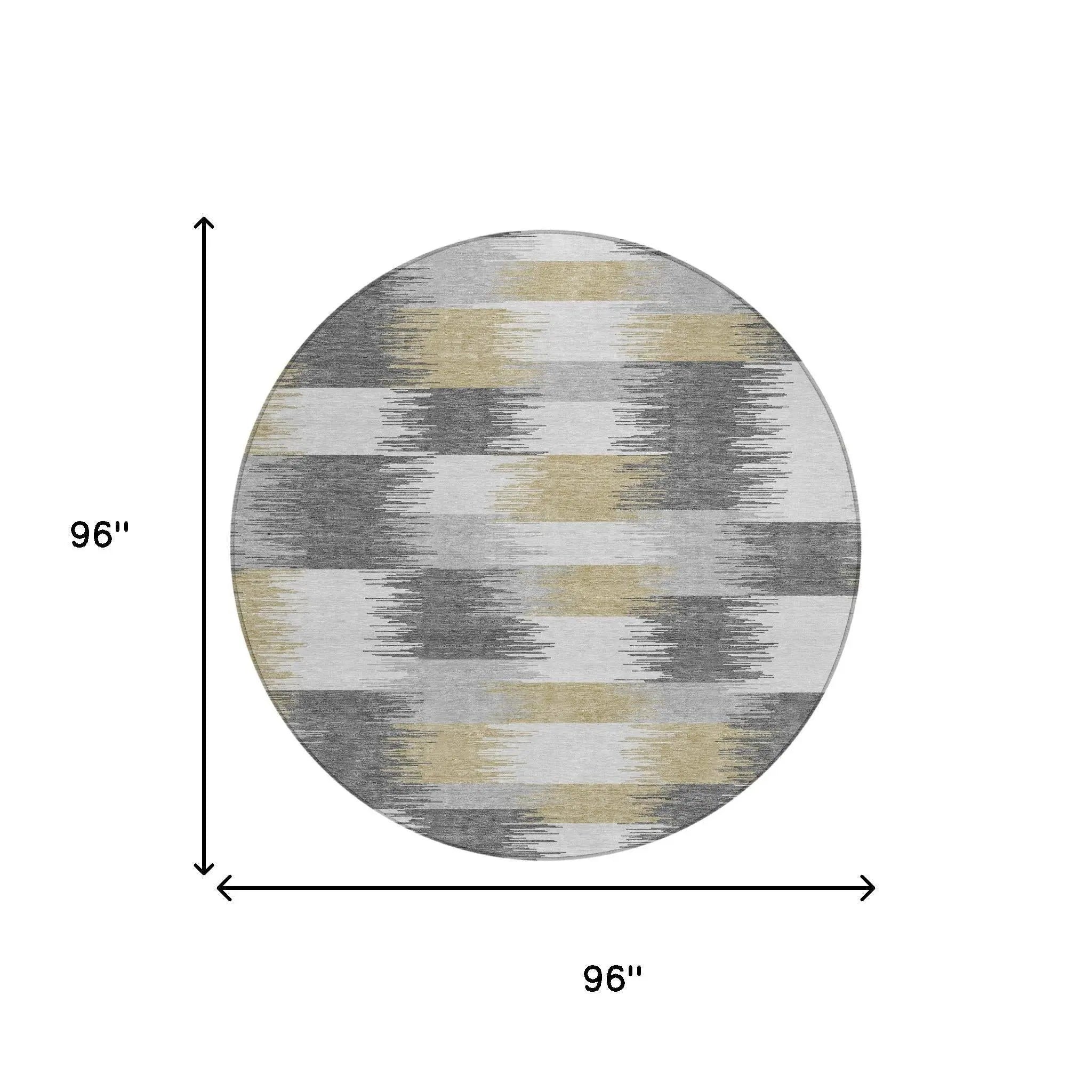 8' Gray And Silver Round Geometric Washable Indoor Outdoor Area Rug Homeroots Outdoor