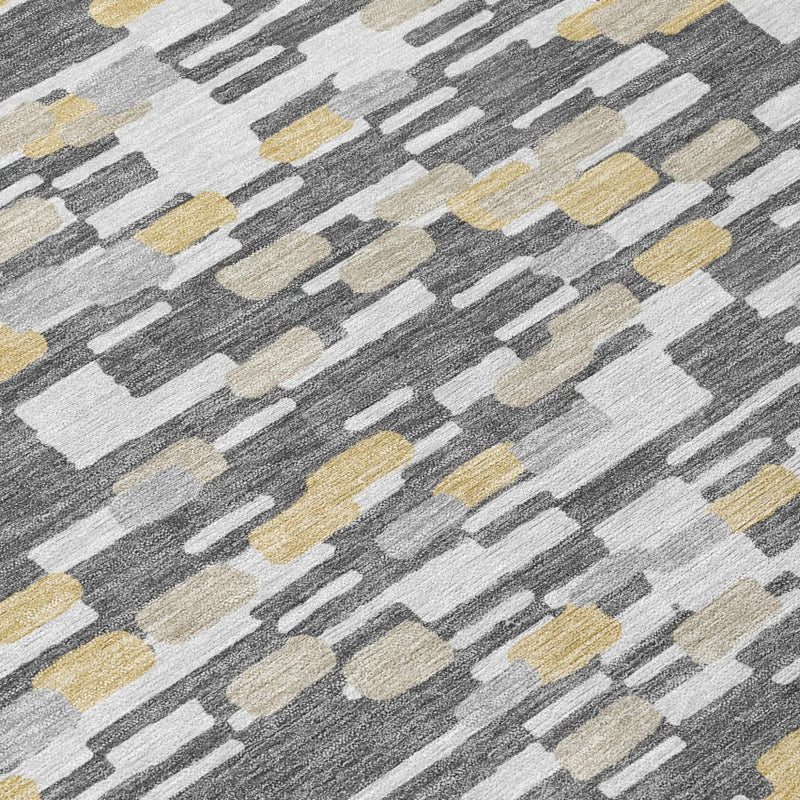 8' Gray And Silver Round Geometric Washable Indoor Outdoor Area Rug Homeroots Outdoor